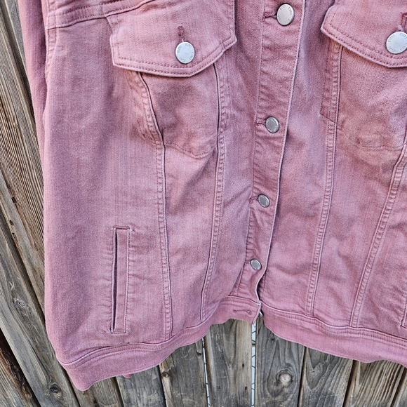 EVRI Dusty Rose Denim Jacket with Button Front Size 2X - Picture 7 of 16
